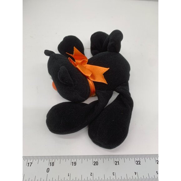 Vintage 1985 Hallmark Hocus Pocus Black Cat Plush Toy With Orange Bow 9" Synthet - Picture 4 of 6
